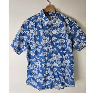 Gap Shirt Mens M Blue Button Up Camp Hawaiian Standard Fit Floral